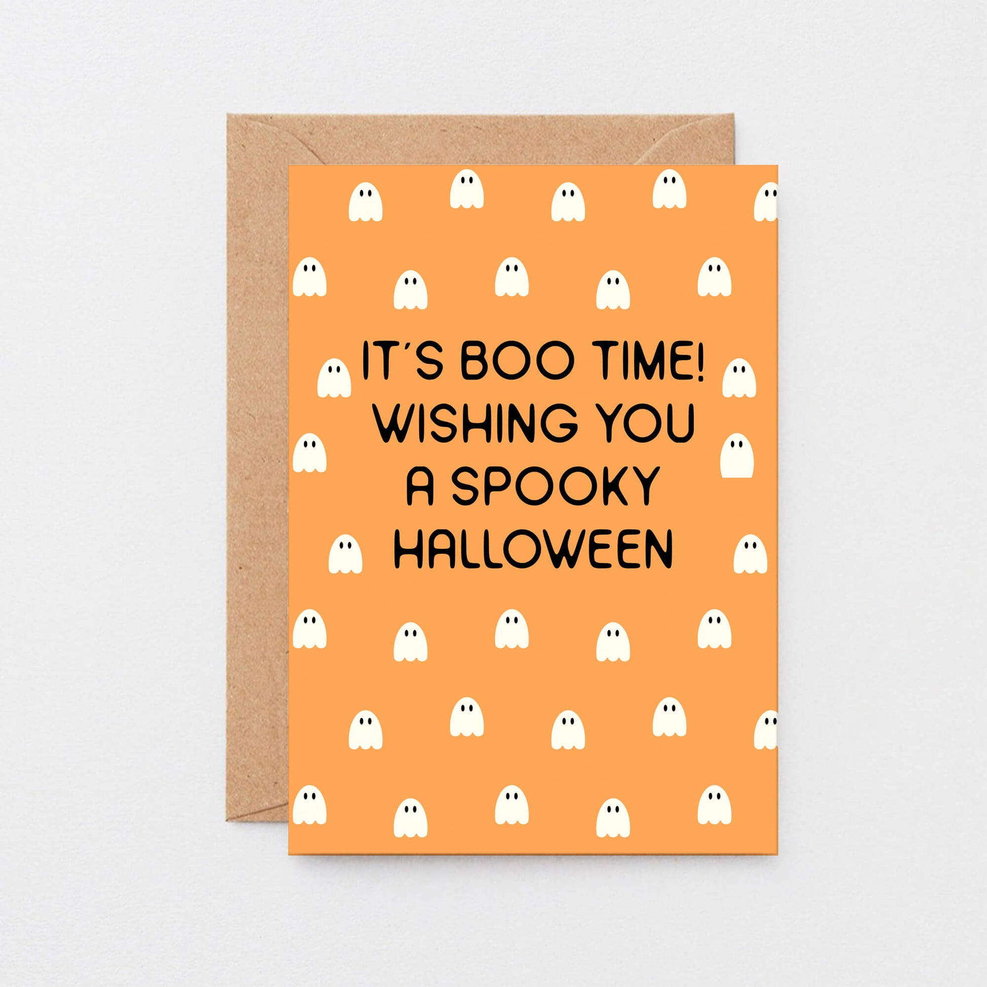 Halloween Card by SixElevenCreations. Reads It's boo time! Wishing you a spooky Halloween. Product Code SEH0017A6