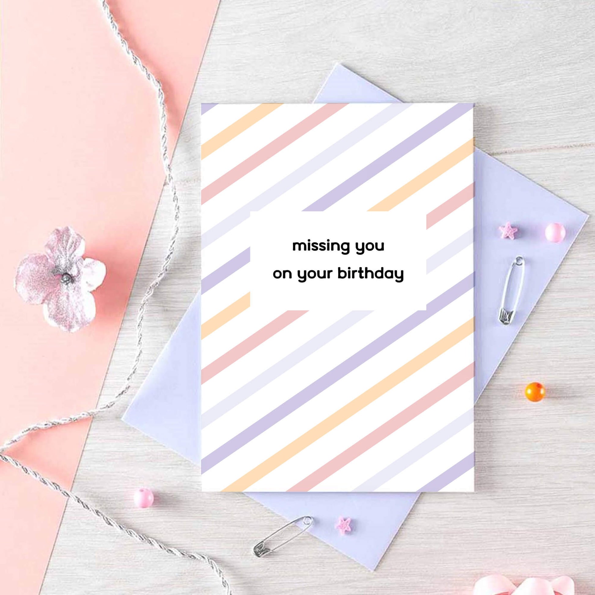 Birthday Card by SixElevenCreations. Reads Missing You On Your Birthday. Product Code SE3503A6