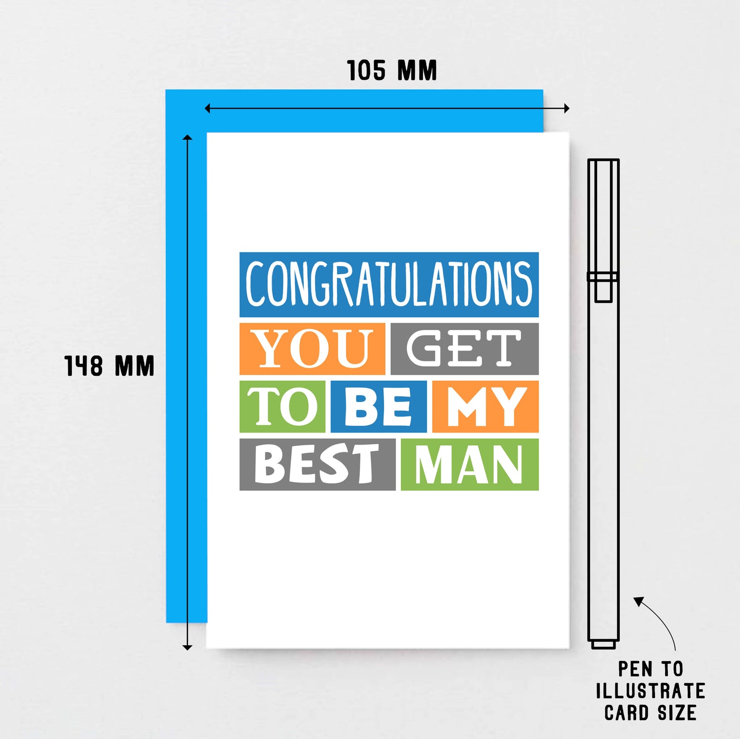 Best Man Card by SixElevenCreations. Reads Congratulations You get to be my best man. Product Code SE0189A6