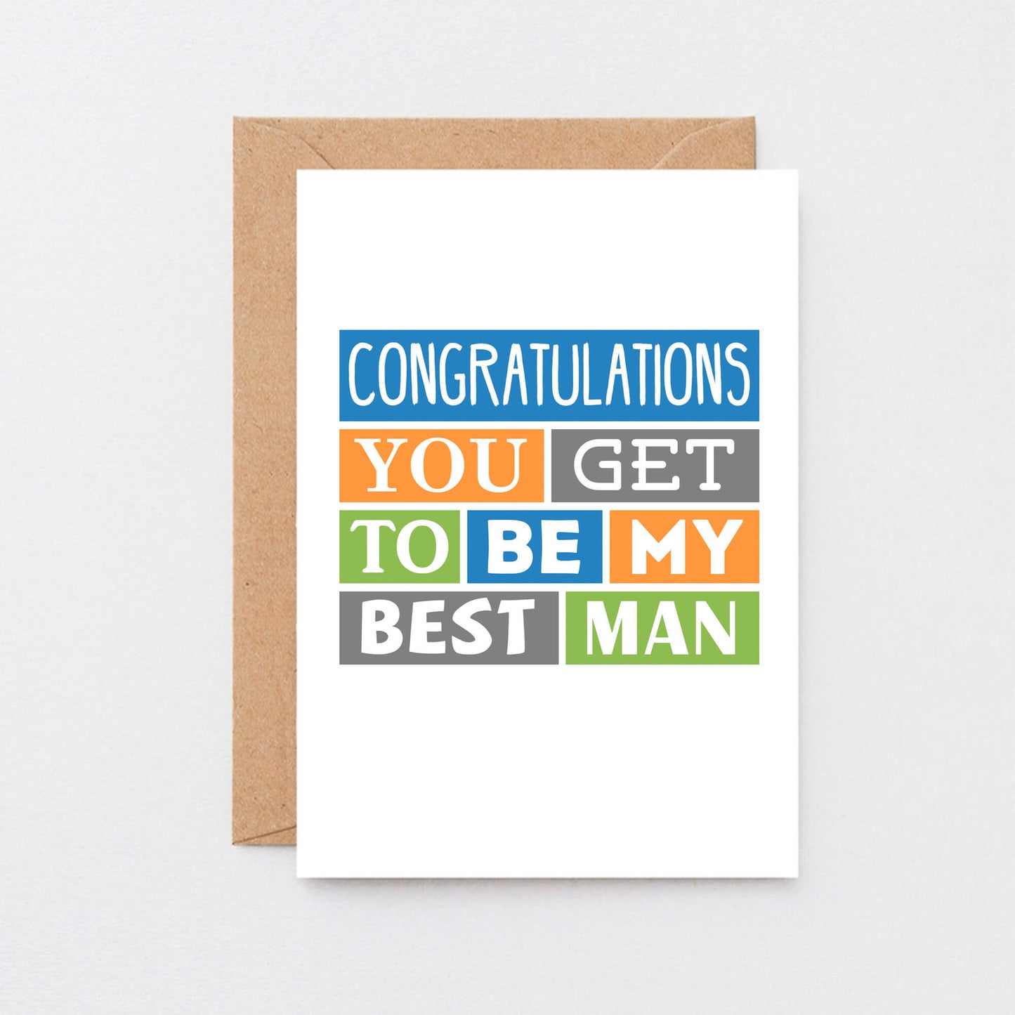 Best Man Card by SixElevenCreations. Reads Congratulations You get to be my best man. Product Code SE0189A6