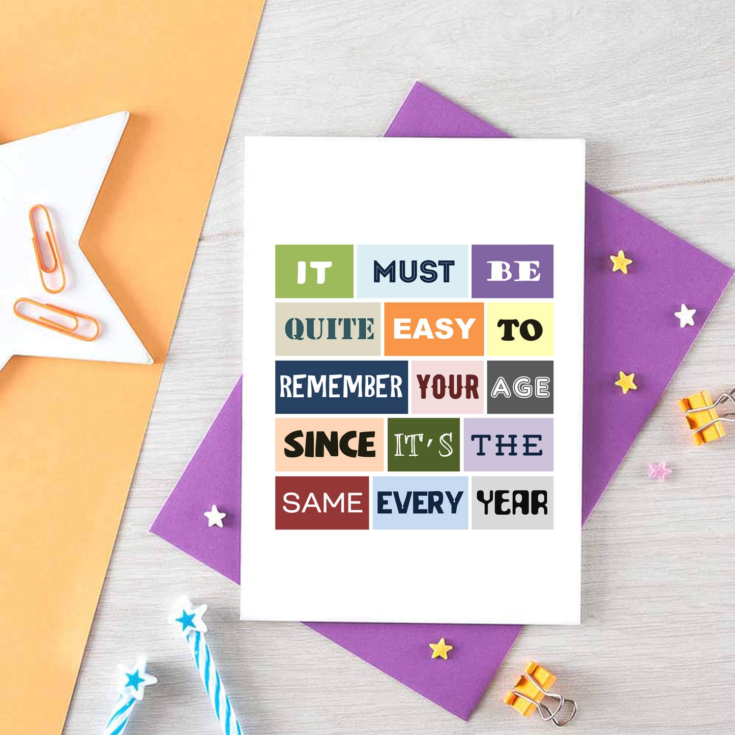 Birthday Card by SixElevenCreations. Reads It must be quite easy to remember your age since it's the same every year. Product Code SE0106A6