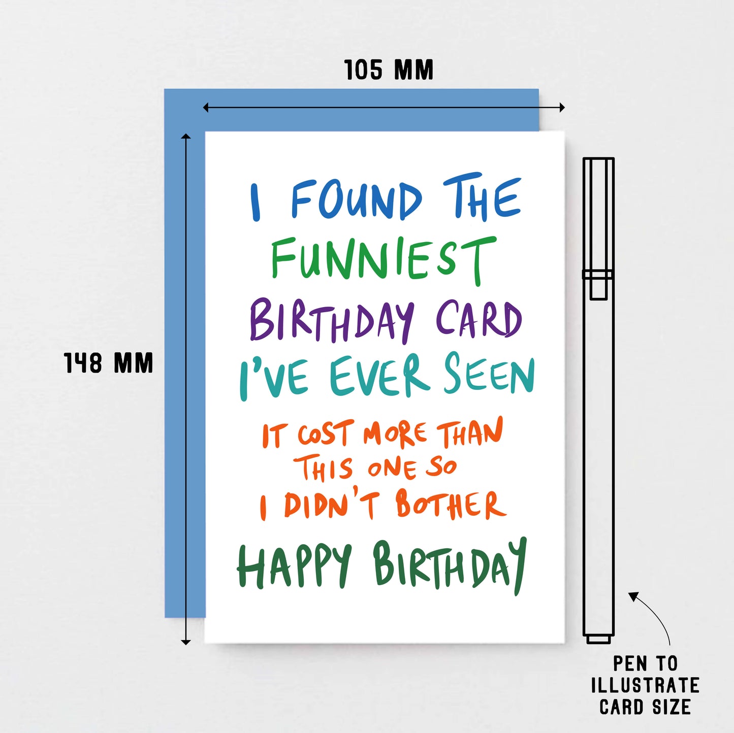 Birthday Card by SixElevenCreations. Reads I found the funniest birthday card I've ever seen. It cost more than this one so I didn't bother. Happy birthday. Product Code SE1006A6