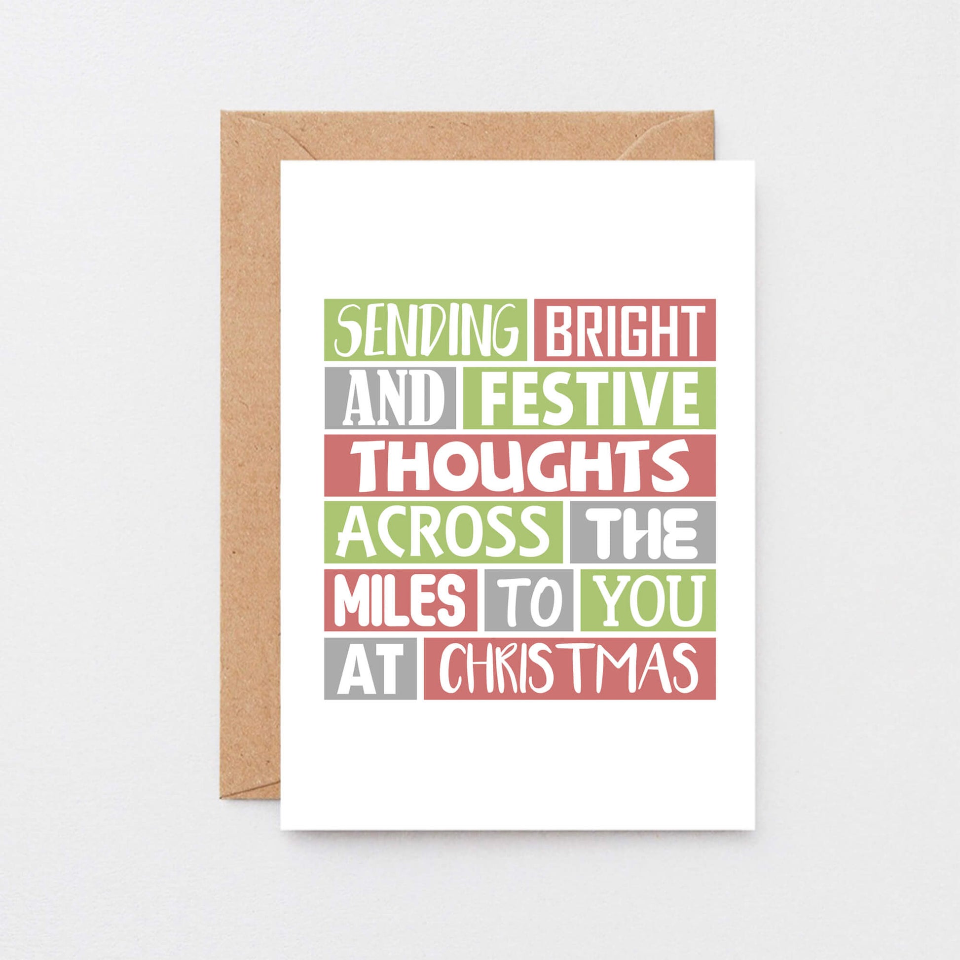 Christmas Card by SixElevenCreations. Reads Sending bright and festive thoughts across the miles to you at Christmas. Product Code SEC0023A6