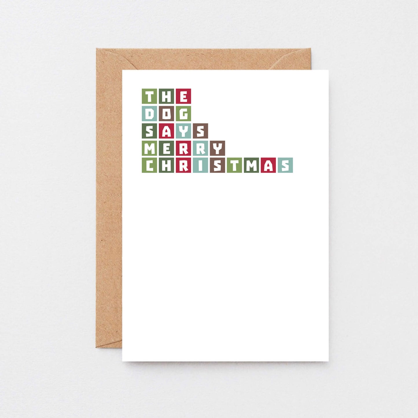 Christmas Card by SixElevenCreations. Reads The dog says Merry Christmas. Product Code SEC0031A6