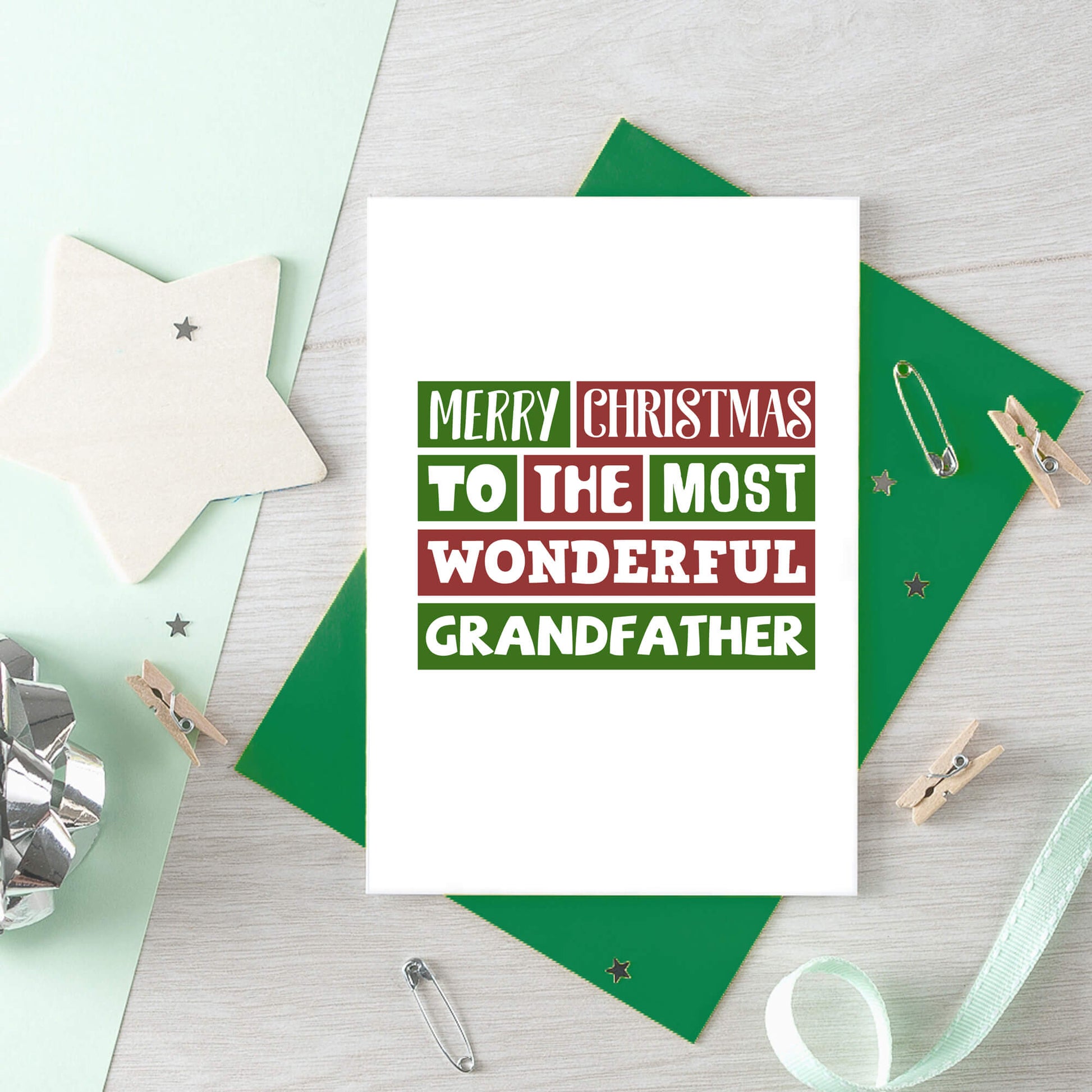 Christmas Card by SixElevenCreations. Reads Merry Christmas to the most wonderful grandfather. Product Code SEC0012A6