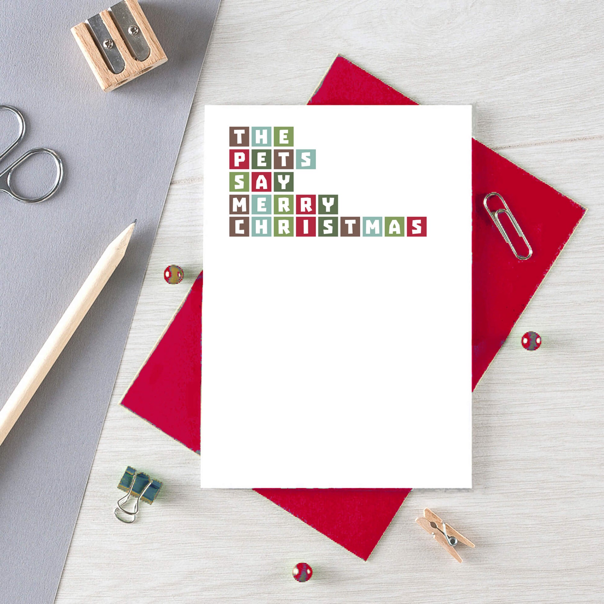 Christmas Card by SixElevenCreations. Reads The pets say Merry Christmas. Product Code SEC0033A6